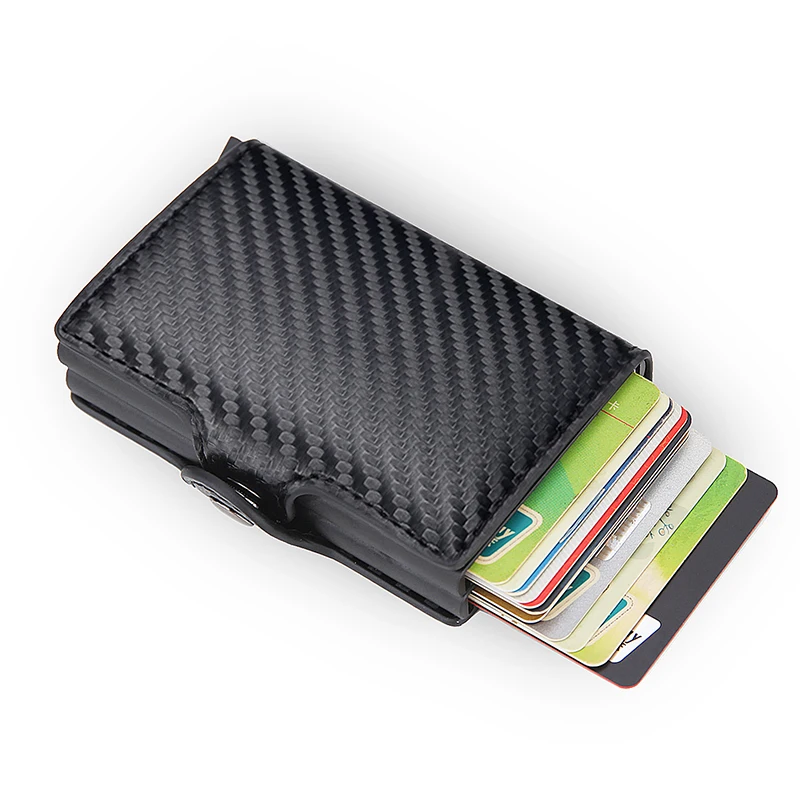 Rfid Blocking Protection Men Id Credit Card Holder Wallet Leather Metal Aluminum Business Bank Card Case CreditCard Cardholder