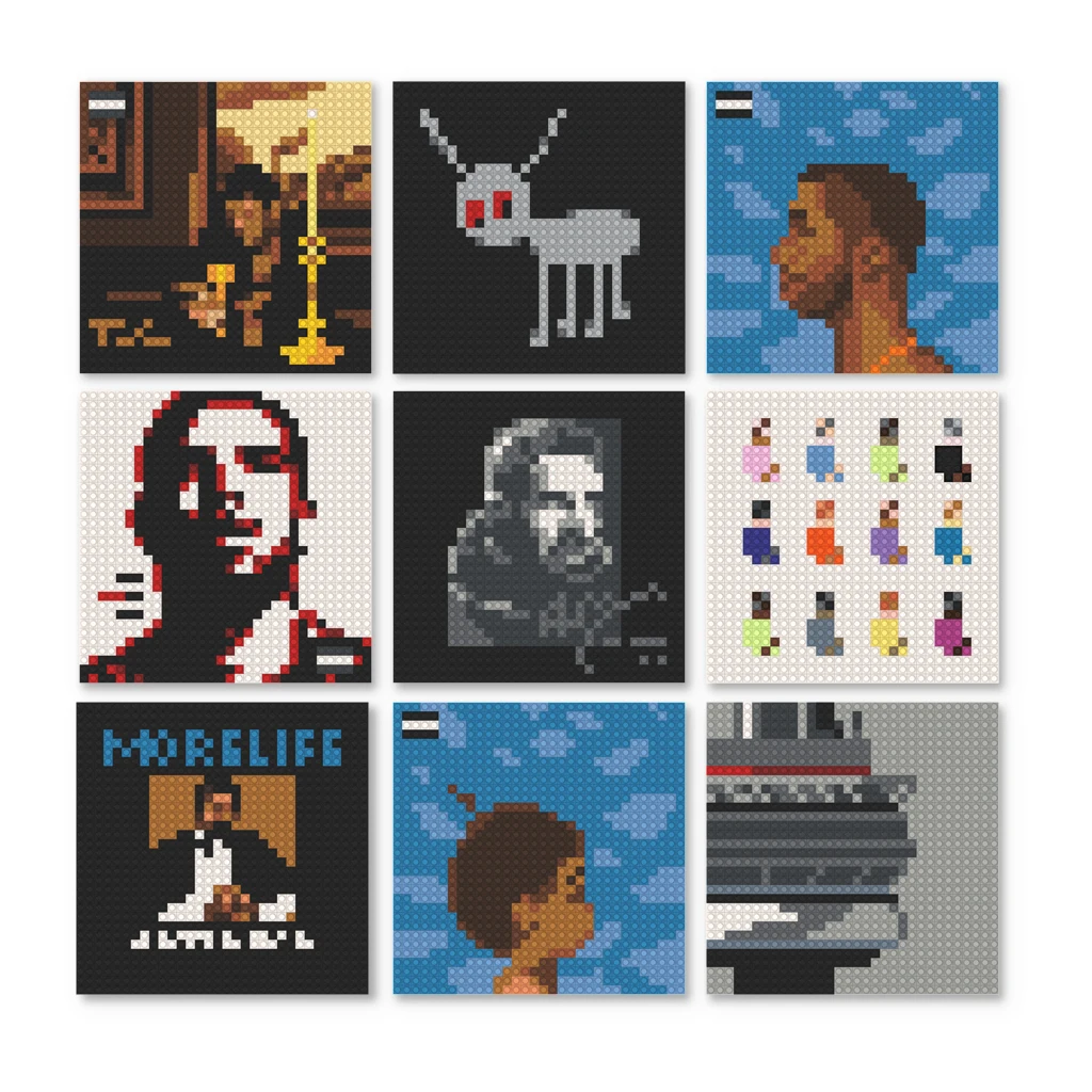 

Pop Rapper Star Drake Pictures Hip Hop Music Album Cover Poster Building Blocks Pixel Art Mosaic Brick Painting Wall Decor
