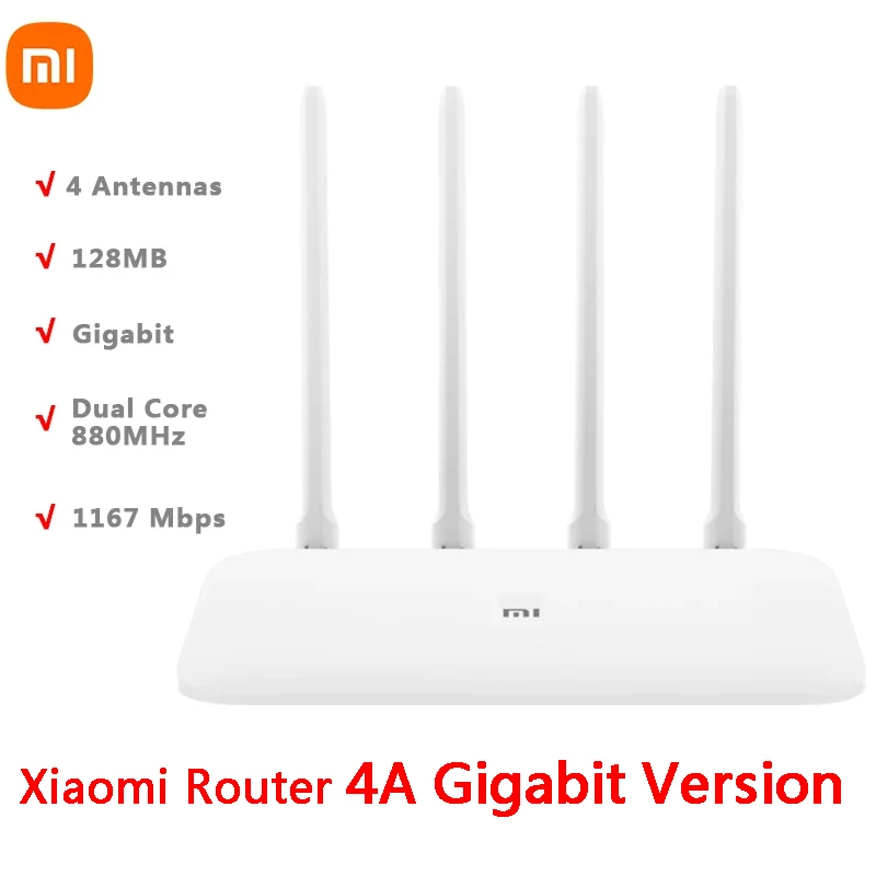 Xiaomi 4A Gigabit Version Router 2.4/5 GHz 128MB DDR3 Repeater External Signal Amplifier Mi Home Parental Control Network Ports