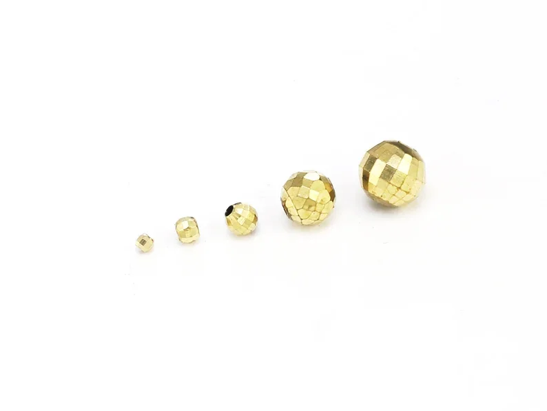 Faceted Round Brass Beads, Brass Spacer Beads, 2.8mm, 3.5mm, Bracelet Slider Beading, Jewelry Making R2308