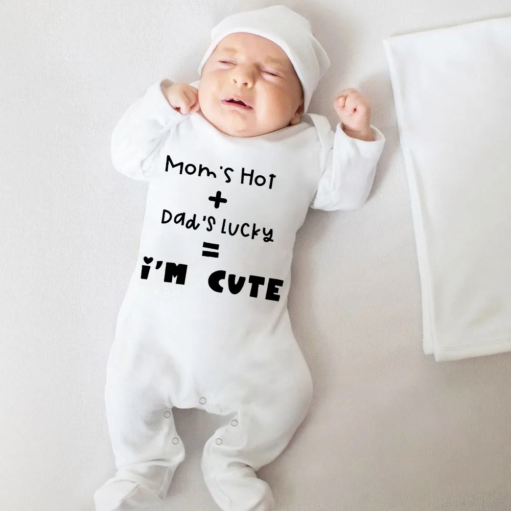 

Комбинезон для сна Babygrow «Я Милая мама», популярный детский Пижамный костюм счастливого отца для мальчиков и девочек, Забавный комбинезон, костюм для новорожденных, домашняя одежда для малышей