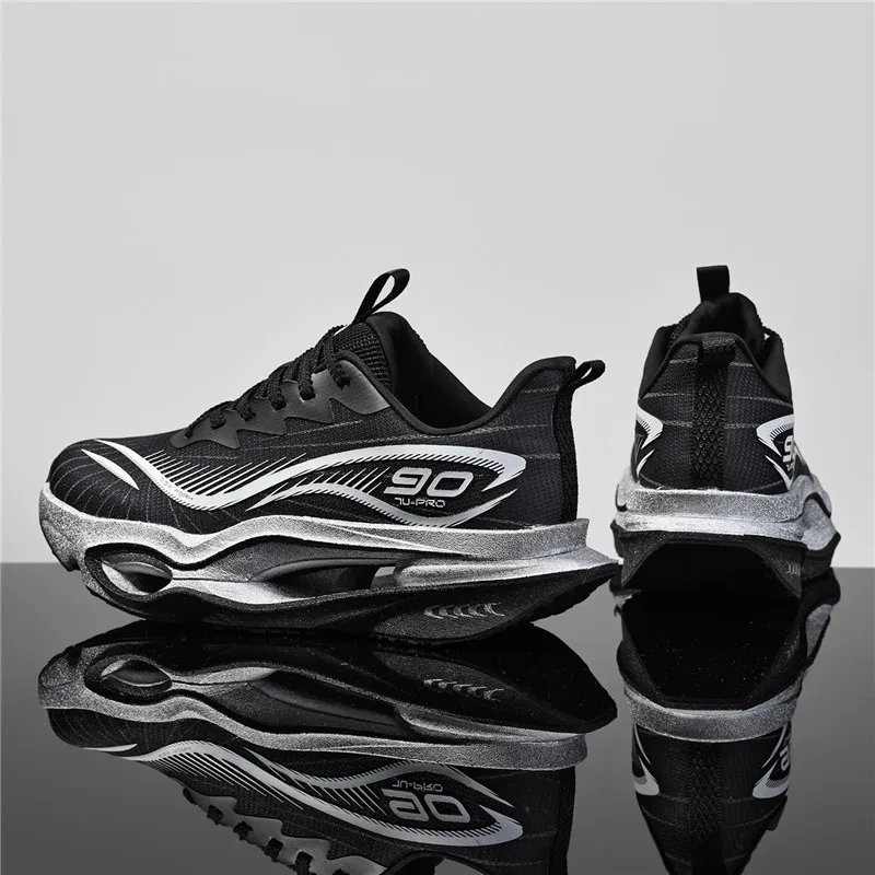 Herren-Freizeitsportschuhe, trendige, dämpfende Laufschuhe mit dicker Sohle, atmungsaktive, leichte Sportschuhe aus Mesh-Material, Laufschuhe mit hoher Dämpfung und weicher Sohle, rutschfest und abriebfest, für Jugendliche und Studenten. – Detail 6