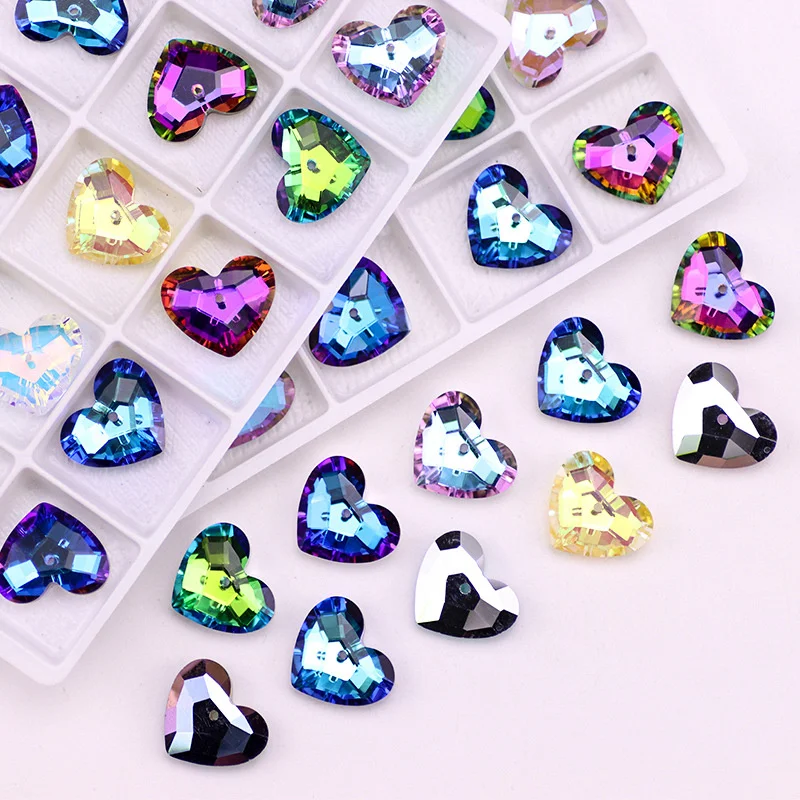 High Selling 17mm Fat Peach Ausrian Crystal Heart AB Fancy Shaped Small Pendant Beads Necklace Pendant DIY Material Accessories