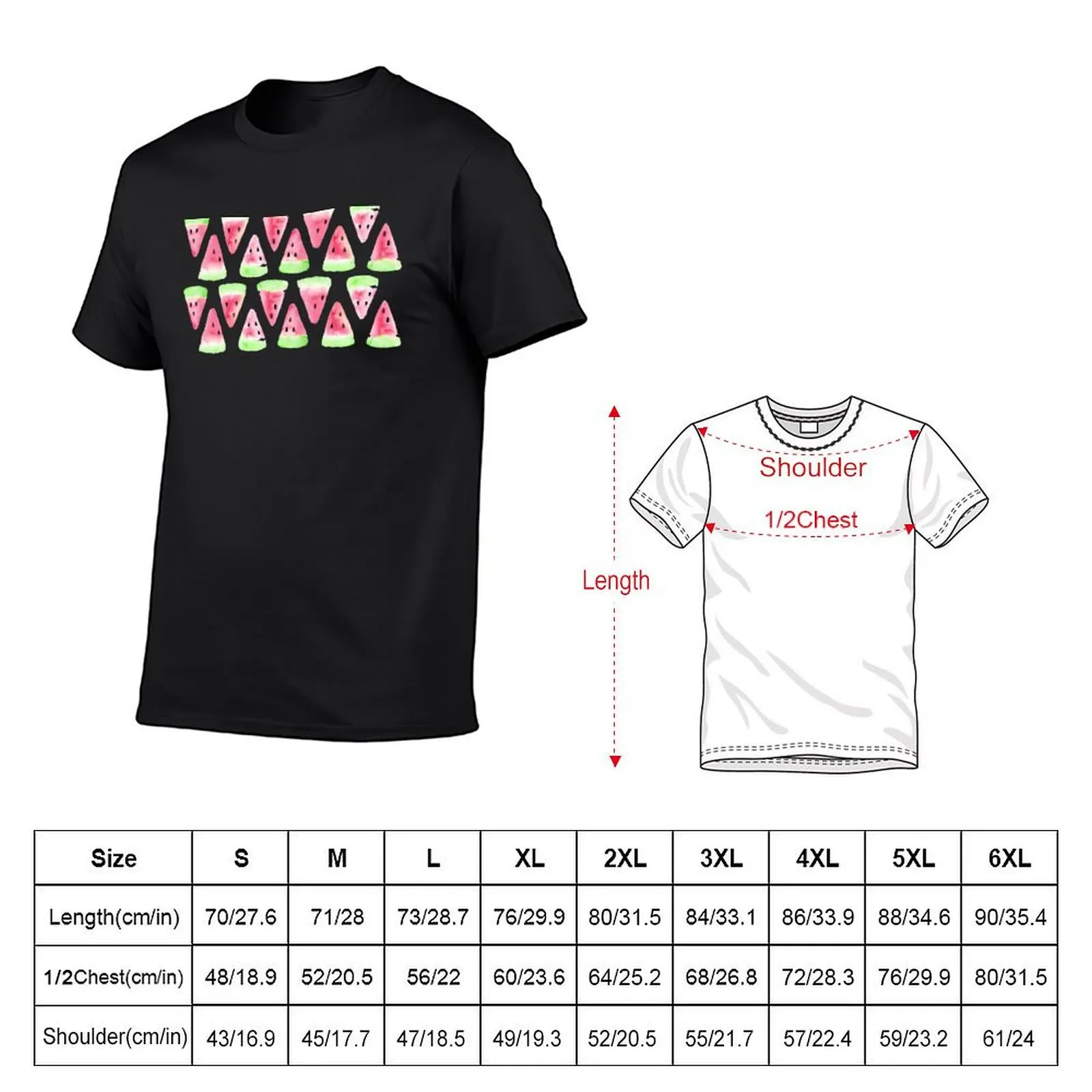 Watercolor Watermelon Pattern T-Shirt anime clothes cute clothes mens vintage t shirts