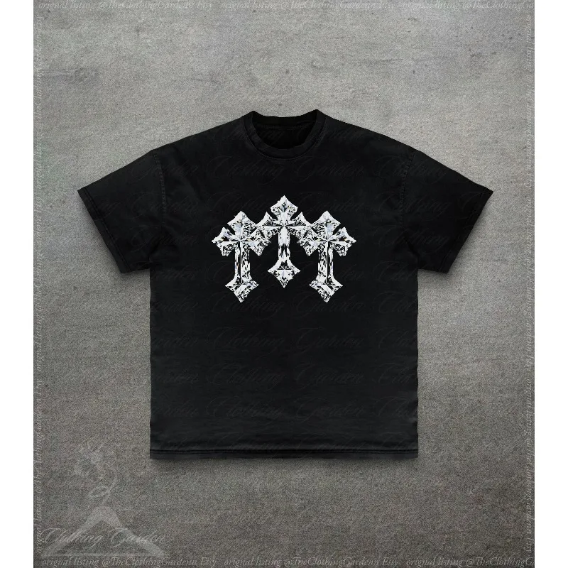 Retro Street Style Shirt, Alternative Decadent Gothic Style Men's T-shirt Harajuku Unisex Trendy Y2K Aesthetic T-shirt
