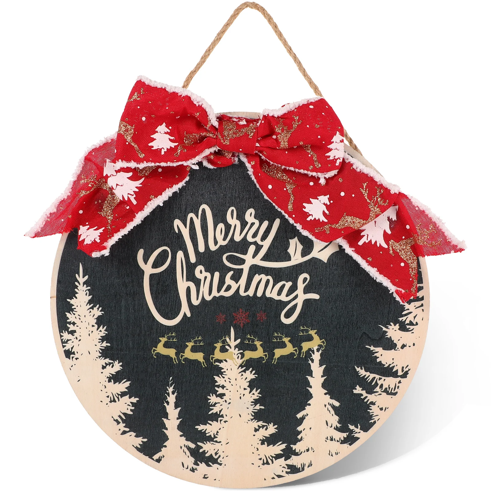 

Christmas Wooden Hanging Pendant Wall Decor Indoor Home Party Door Sign Wall Hanging Ornament Xmas Gift Wood Doorplate Round
