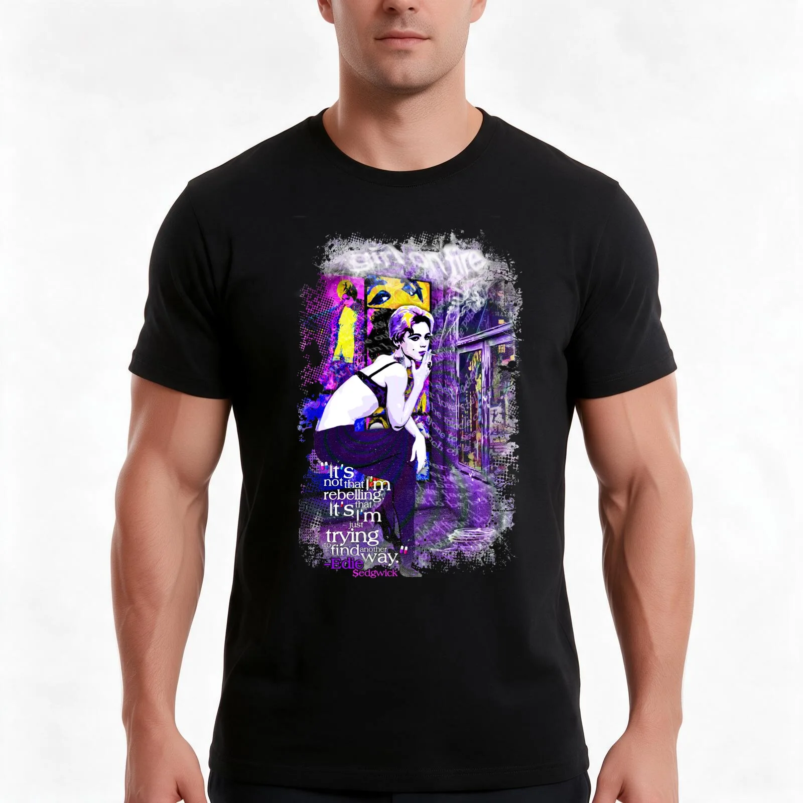Edie Sedgwick. Warhol. Factory Girl. NYC. The Factory. Pop Art. Legend. Femme Fatale. T-Shirt, Summer Casual Cotton Tee