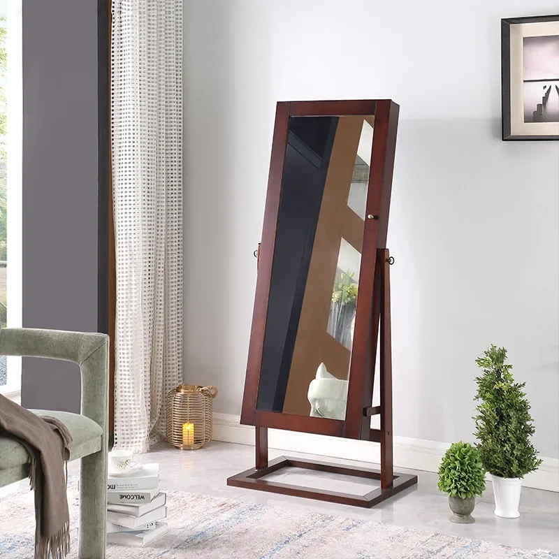 مرآة كاملة الطول من الأرض إلى السقف، وخزانة مرآة مكياج متحركة، وخزانة تخزين خزانة المجوهرات