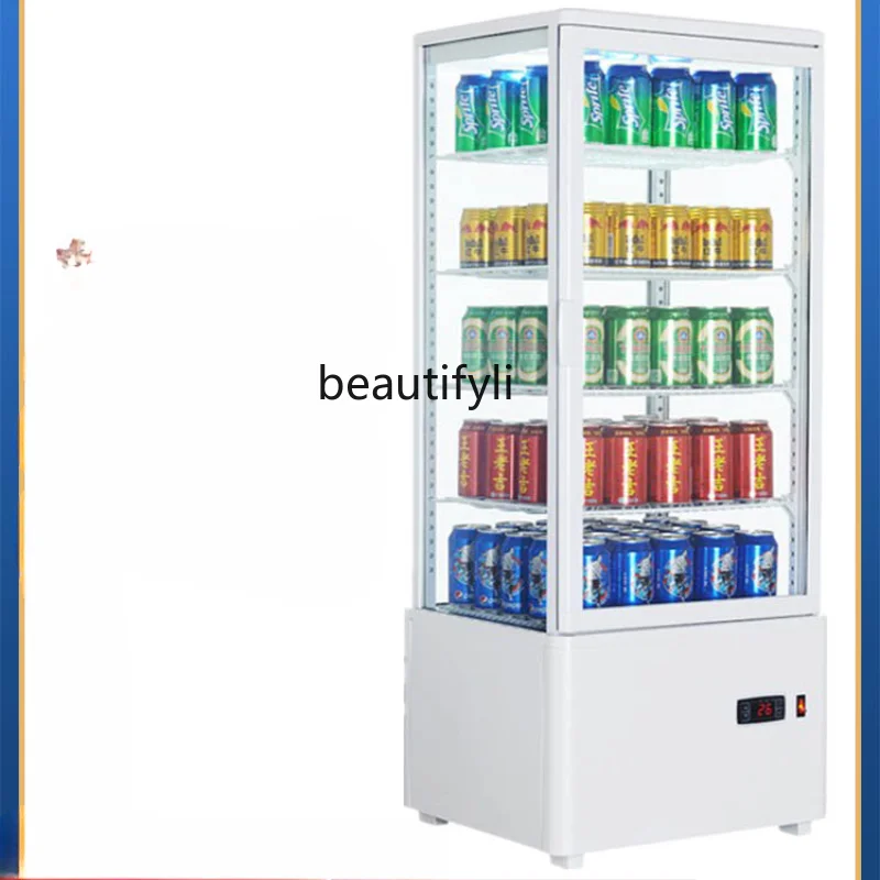 

Refrigerated Display Cabinet Four-Side Transparent Glass Cake Counter Supermarket Fresh Cabinet Commercial Vertical Freezer