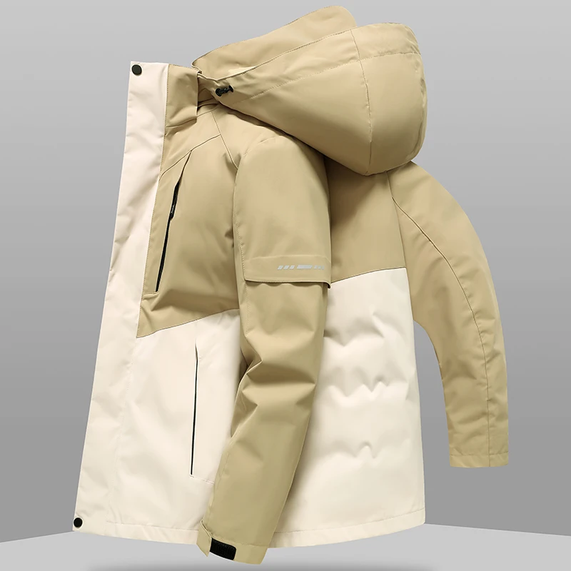 Vestes en duvet de canard blanc à capuche pour hommes, manteau matelassé chaud coupe-vent, streetwear décontracté, vêtements optiques, parkas d'extérieur, hiver, 2024