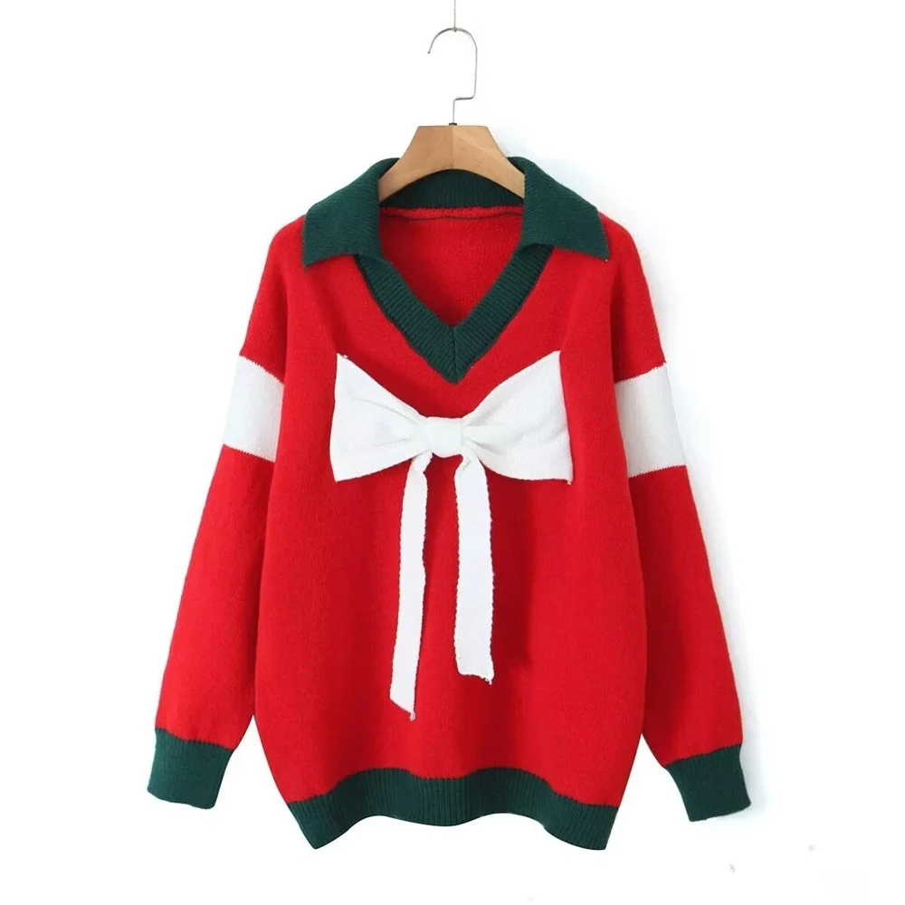

Taop&Za Autumn New Product Women's Casual Versatile Collar Long Sleeve Butterfly Knot Jacquard Hoodie Sweater