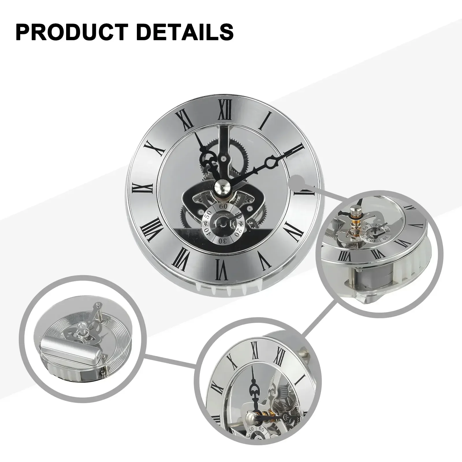 86mm Metal See-through Clock Movement Replacement Gear Movement Inlaid Clock Movement Roman Numbers Skeleton Clock