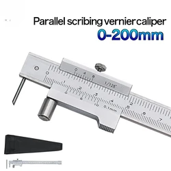 Caliper Vernier com Carbide Needle Scriber, Régua de Medição, Marcação Paralela, 0-200mm