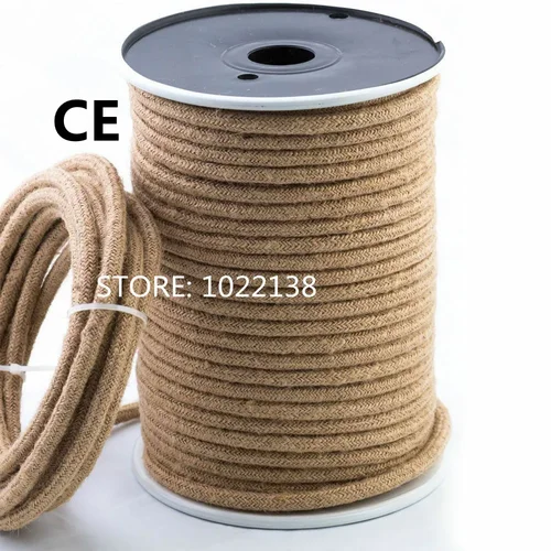 Imagen 2 del producto Cable eléctrico de cuerda de cáñamo Vintage de 2 núcleos y 3 núcleos, Cable trenzado de tela, Cable de luz colgante Retro