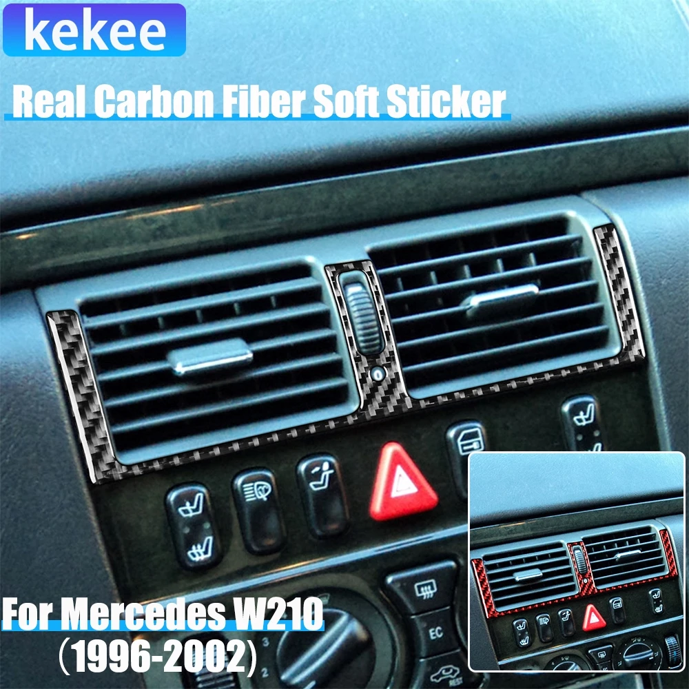 

Carbon Fiber Car Accessories Center Air Vent Cover Soft Sticker For Mercedes W210 E Class 1996 1997 1998 1999 2000 2001 2002