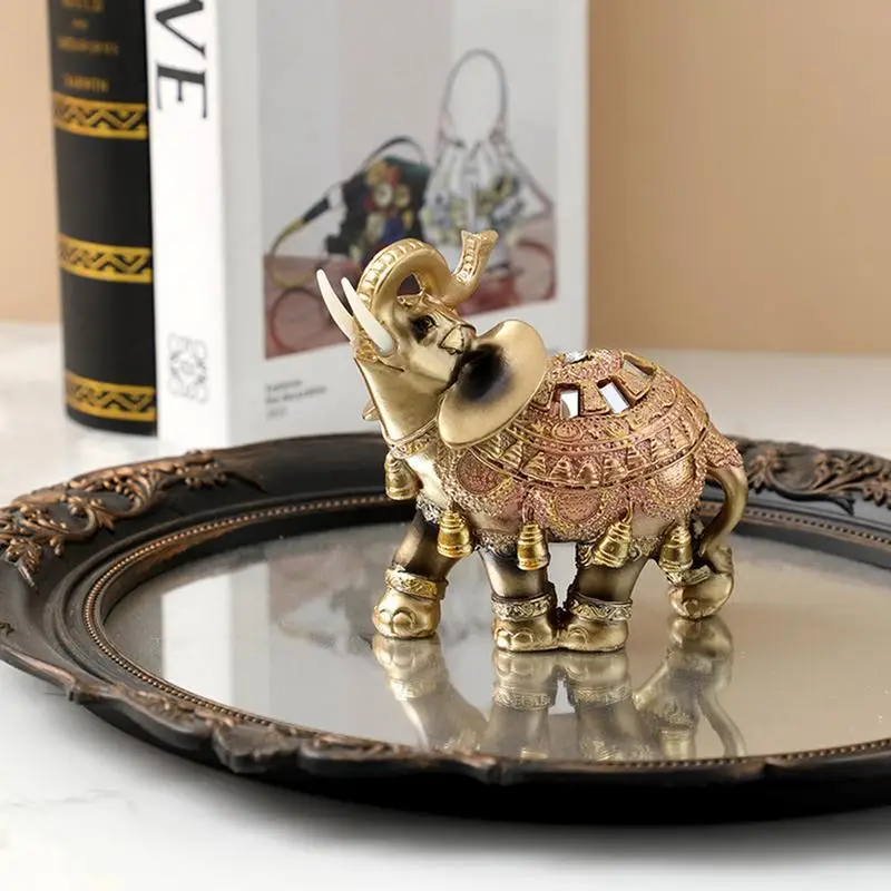 

Cute Elephant Figurine Resin Good Luck Elephant Statue Décor For Shelf Home Decor Elephant Sculpture For Living Room Bedroom