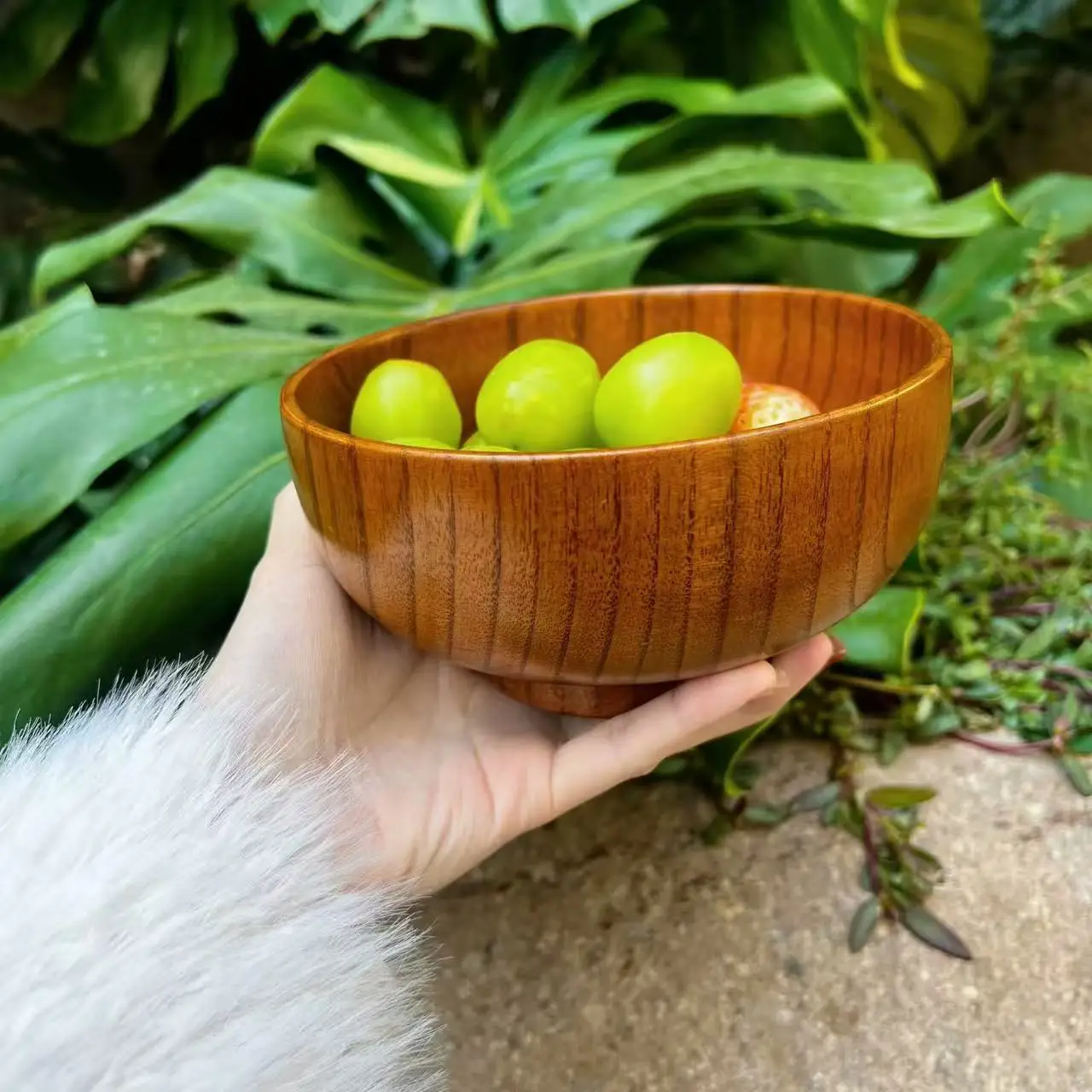 Japanese Style Jujube Wood Bowl Wooden Bowl for Adults Kids Kitchen Food Container Rice Salad Noodle Bowl Home Tableware Gift