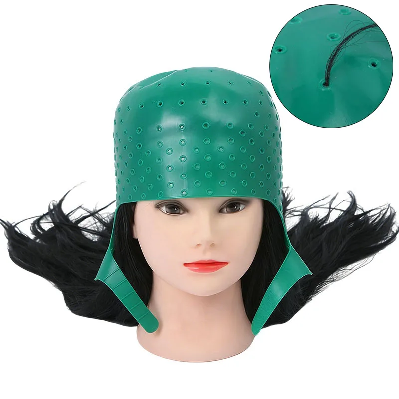 

2pcs Hair Coloring Highlighting Cap with Hooks Reusable Silicone Highlight Cap Pull Through Caps for Hair Coloring Frosting Cap