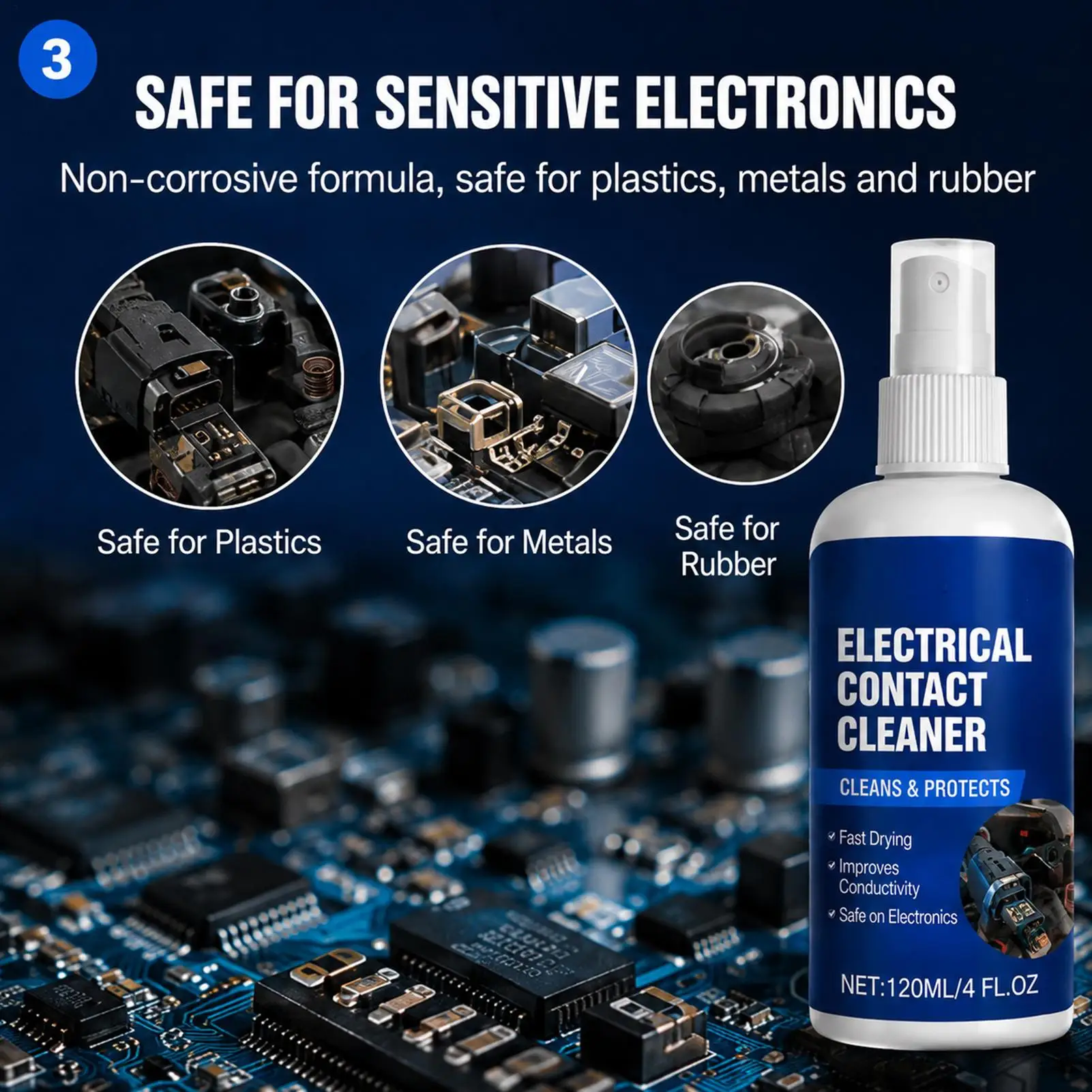 Automotive Electrical Contact Cleaner Fast-Drying Electronic Cleaner Aerosol Spray Heavy Duty Industrial Equipment Degreaser