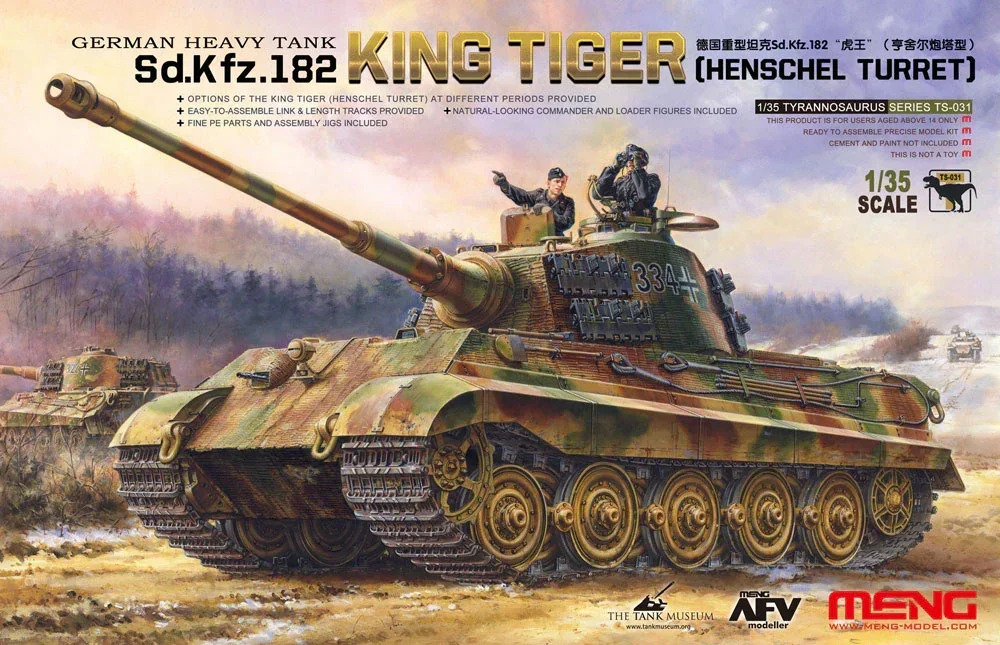 

1/35 MENG Model TS-031 German Heavy Tank Sd.Kfz.182 King Tiger (Henschel Turret) -assembly Scale diy toys Model Kit