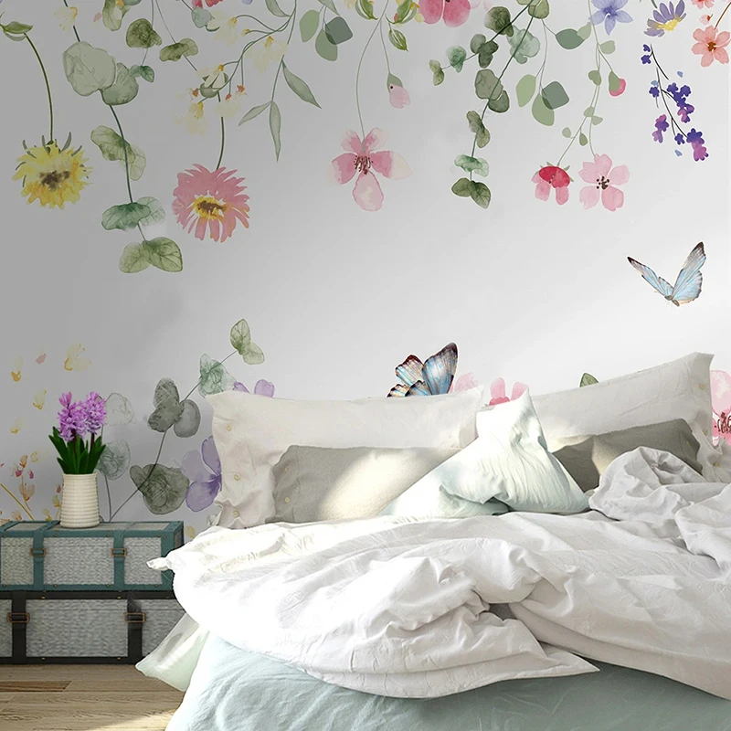 Custom 3D Photo Wallpaper Nordic Modern Simple Fresh Pink Flowers Mural Living Room Bedroom Kids Room Wall Papers Home Decor