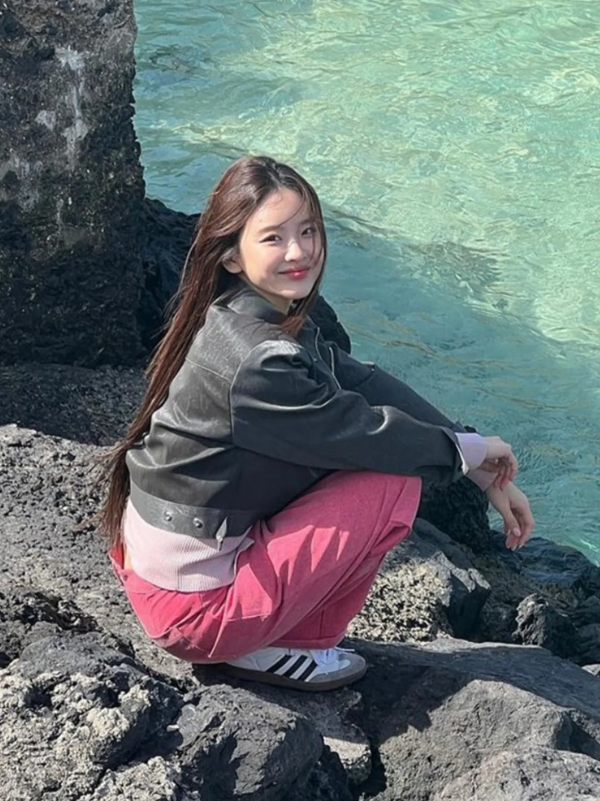 スイート アメリカン スレ ピンク ロング スヴェ ジッパー ジャエット オル アウター レディース 新作 春 ハイエンド 小さいサイズ レザー コート