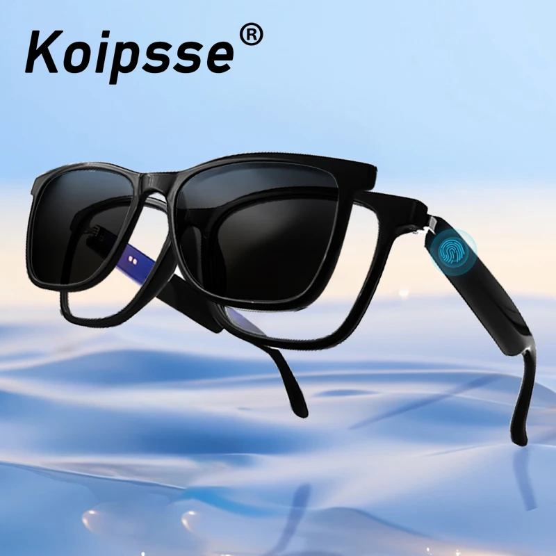 Koipsse smart glasses with microphone fashion wireless call sports sunglasses 2 in 1 high-tech music playback anti-blue light UV
