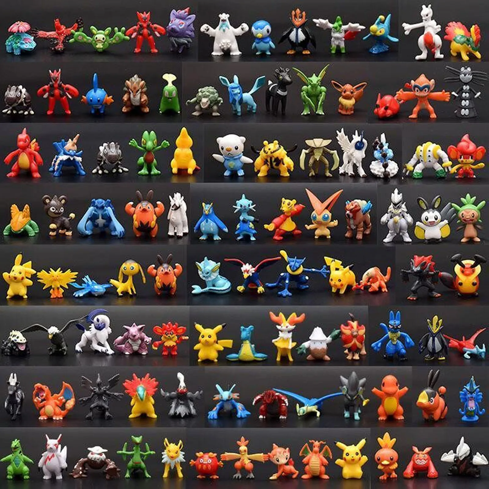 144 Piezas de Figuras de Acción de Pokemon Mini Pocket Monster, Modelo de PVC, Estatua, Adorno de Escritorio, Colección de Anime, Juguete de Muñeca para Caja de PC, Regalo