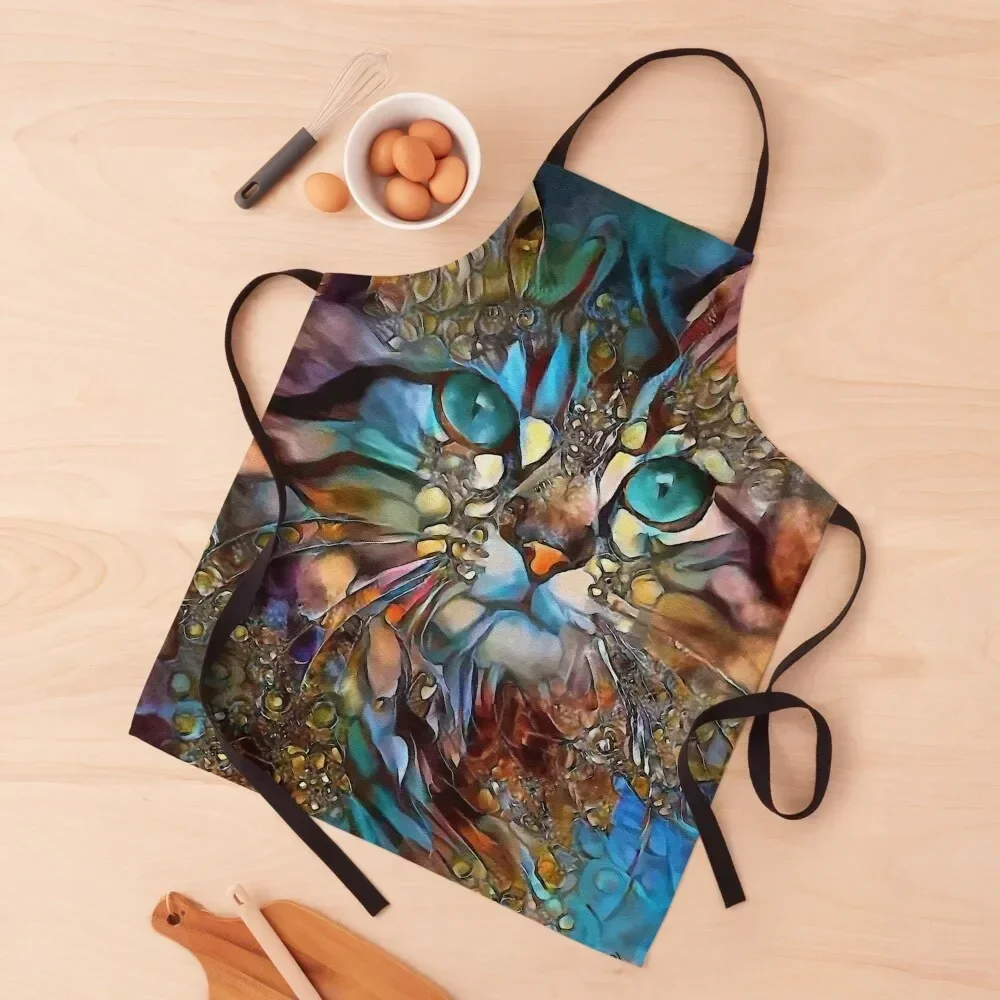 

Andyna, cat, chat, cat, lea roche paintings Apron Chef Uniform Kitchens Woman kitchen gadgets nail tech supplies Apron