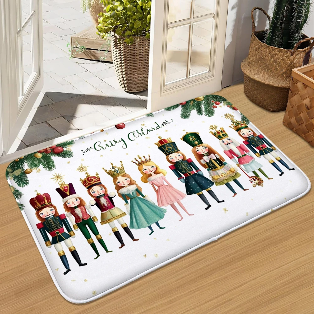 1Pcs Christmas Soldiers Welcome Rug Doormat NonSlip Entryway Rug Living Room Bedroom Kitchen Washable Outdoor Indoor Floor Mat