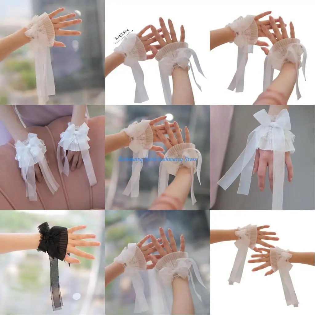 

573B Wrist Cuffs Flared Ruffled Cuffs for Hoodie Sweater Removable Ornaments