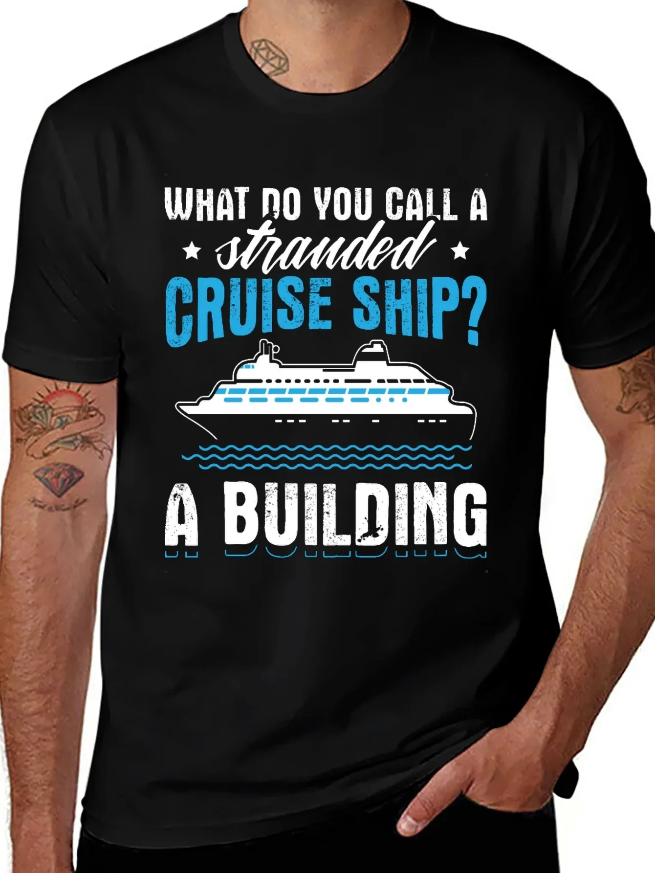 

Stranded Cruise Ship Print Men's T-Shirt Fashion Short Sleeve Cotton Tees Funny Tops Summer Sports T-shirt Men Oversize Clothing