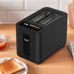 Commercial Electric 2 Slice Digit Toaster Machine  With LED Kitchen Popup Black  Smart Touch Screen Panel Bun Bread Toaster