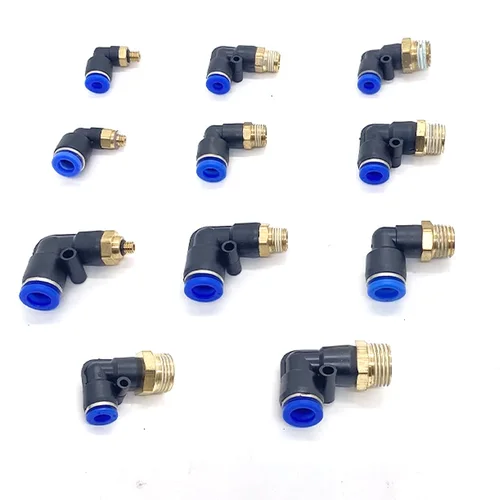 Imagen 1 del producto 20/50/100 Uds conector de aire neumático PL 4mm 6 8 10 12mm rosca 1/8 1/4 ""3/8"" 1/2 ""codo de tráquea accesorios de aire manguera conector rápido