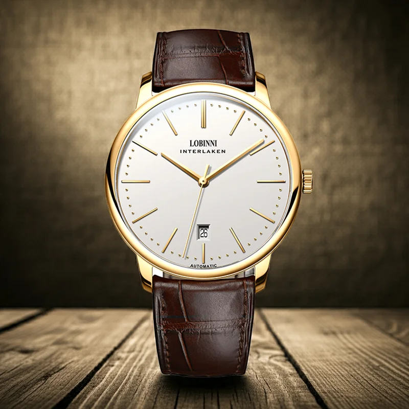 

LOBINNI Luxury 7.9mm Ultra-thin Mans Mechanical Wristwatch Waterproof Minimalist MIYOTA 9015 Automatic Watches For Man