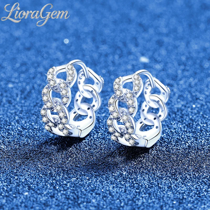 LioraGem Interlocking Moissanite Hoop Earrings, Twisted Infinity Symbol Hoop Earrings Platinum PT950 Stamp Charm Jewelry