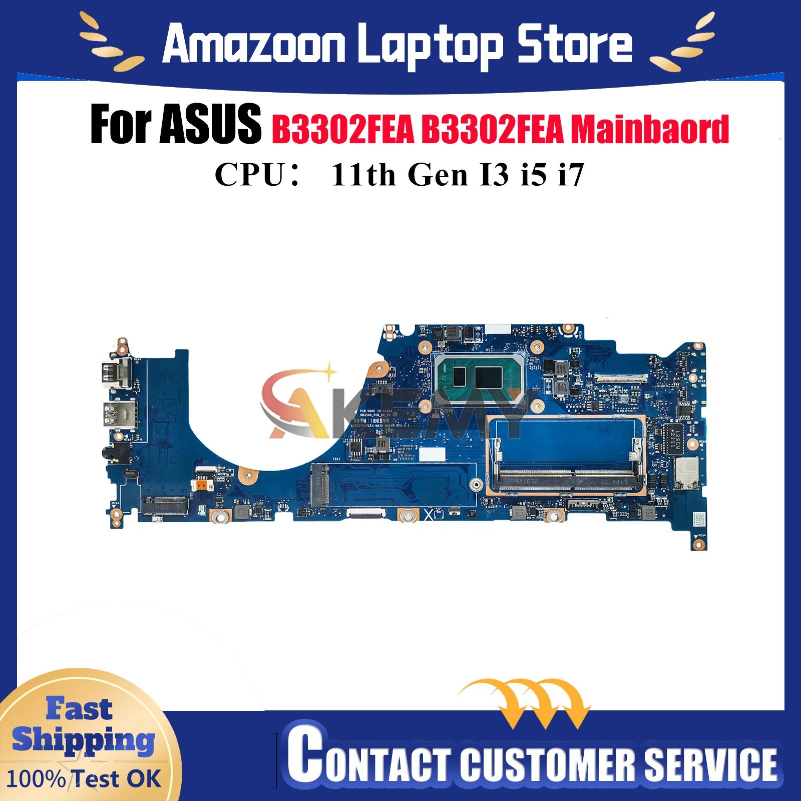 

B3302FEA Материнская плата для ноутбука ASUS ExpertBook B3302F B3302FEA Материнская плата для ноутбука с 11-го поколения I3 i5 i7 tests ОК быстрая доставка