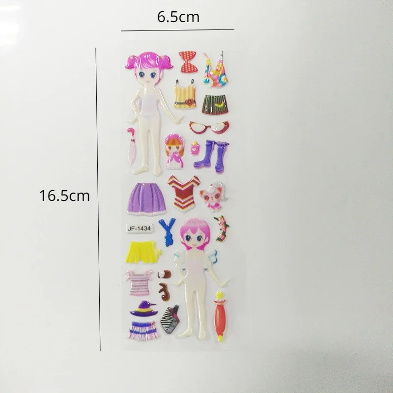 5Pcs/Set Random Pattern Girls Dress Up Stickers Daily Dress Up Stickers Kids DIY Decorative Scrapbook Sticker