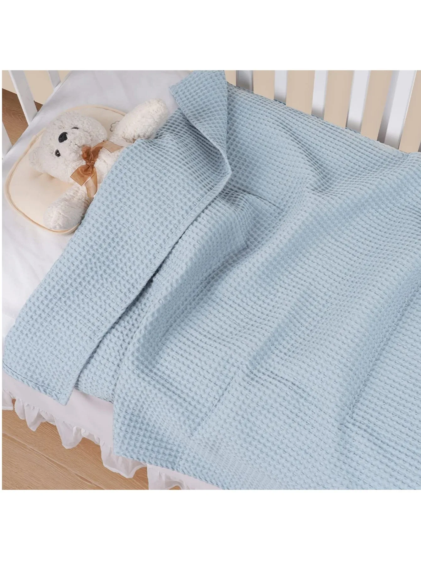 

Вафельное детское одеяло, персонализированное супермягкое хлопковое постельное белье для новорожденных, вязаное Подарочное одеяло из муслина