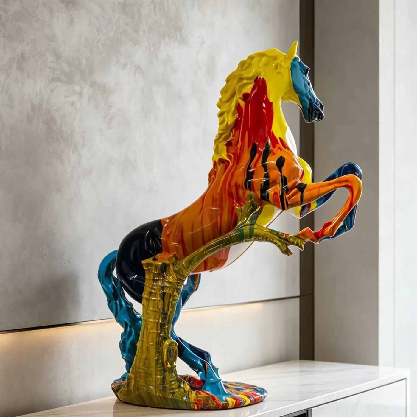 Room Decor Fine Horse Sculpture Luxury Colorful Splashing Horse Ornament Living Room Luxury Decoration Opening Gift