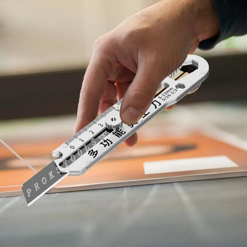 Cortador de caja de alta resistencia, cortador retráctil totalmente de acero con cerradura de seguridad para cajas, cuchillos de utilidad resistentes 10 en 1, multiusos