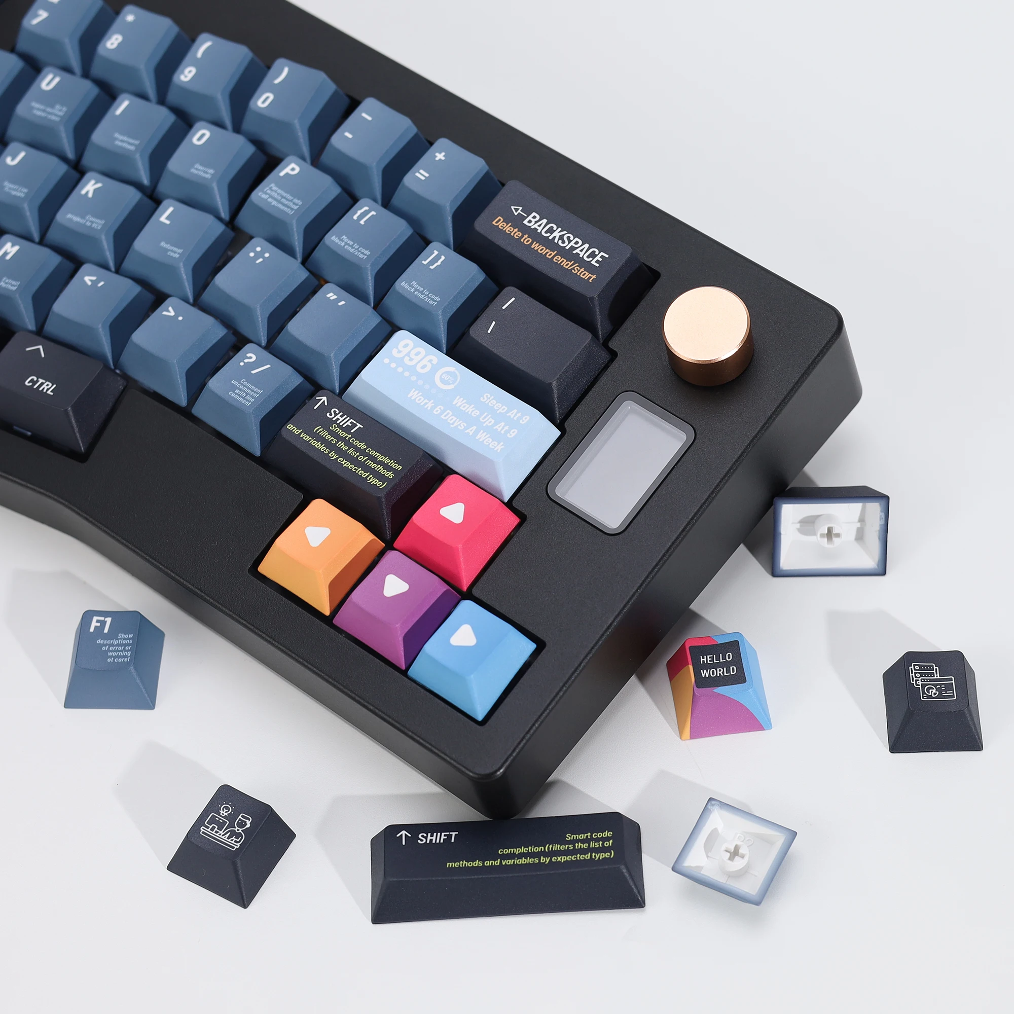 KBDiy Black Programmer Keycap Retro Cherry Profile Alice Keycap Custom For MX Magnetic Switch DIY Gaming Mechanical Keyboard KIT