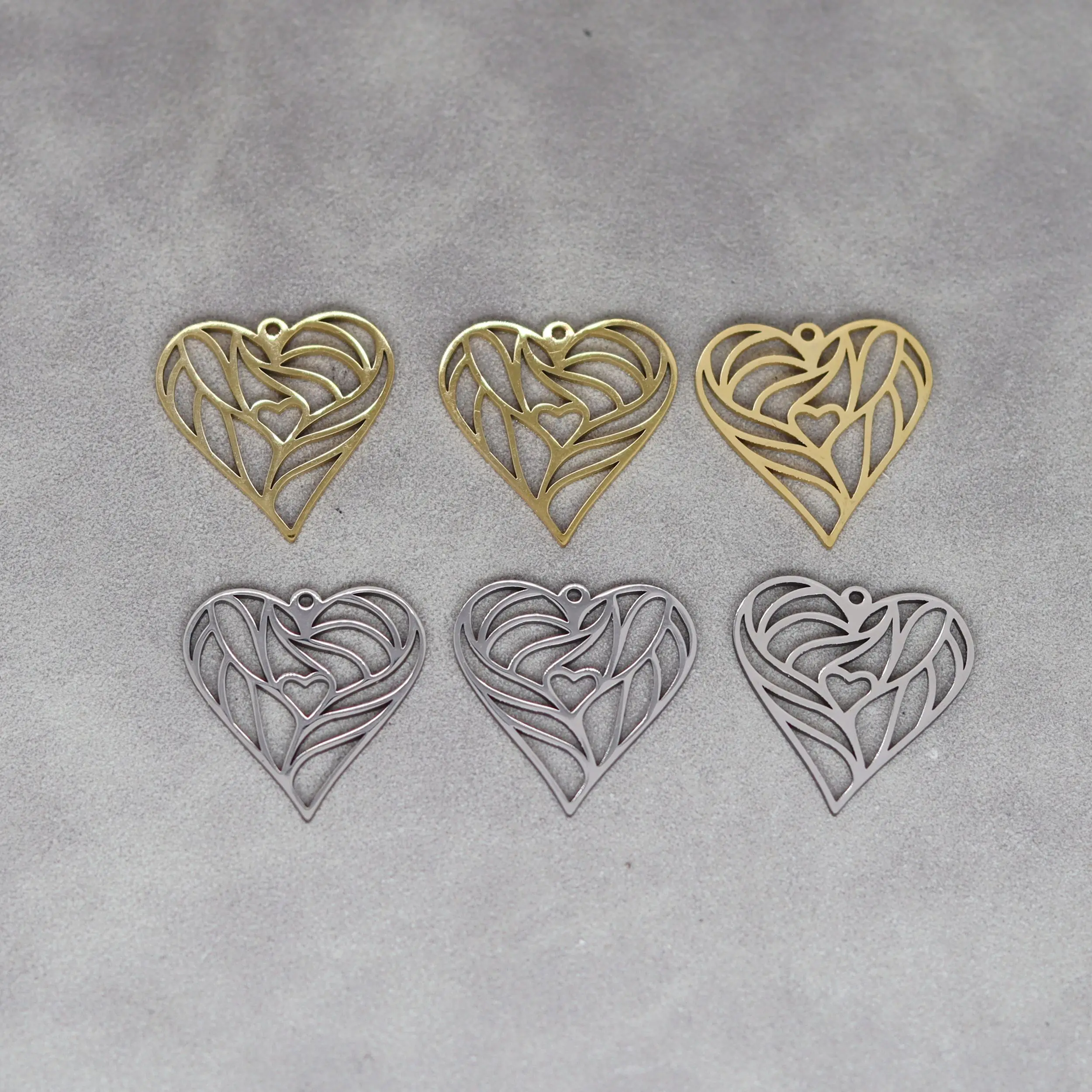 3pcs DIY Jewelry Heart Leaf Stainless Steel Pendant Charms for Jewelry Making Tassels Earrings Bracelets Women diy Accessories