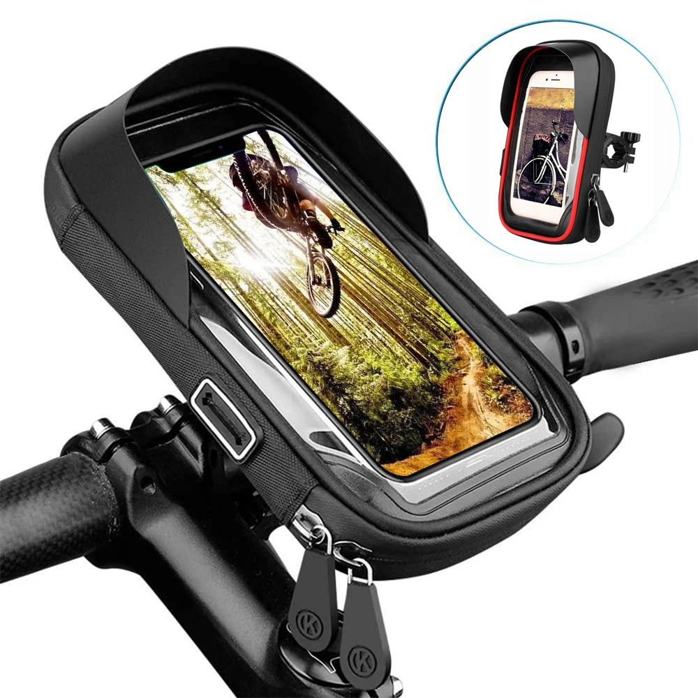 

Кронштейн для телефона на велосипед, мотоциклетный велосипед, крепление на руль, подставка, водонепроницаемая сумка, держатель для телефона, максимальная поддержка 6,4 дюймовых сотовых телефонов