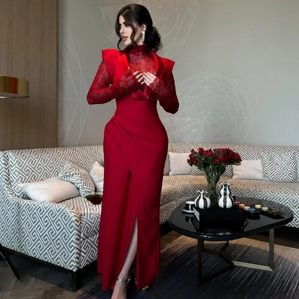 

Customized High Quality Intricate Jersey Sequined Ruched Mermaid High Collar Midi Dresses Bespoke Occasion Dresses Classic Sexy