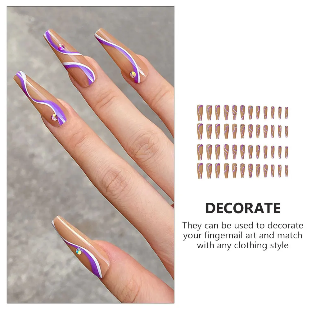 48 pçs unhas trapézio planas cobertura completa adorável artificial adesivos de unhas falsas longo durável decorações de unhas uso em salão de beleza em casa