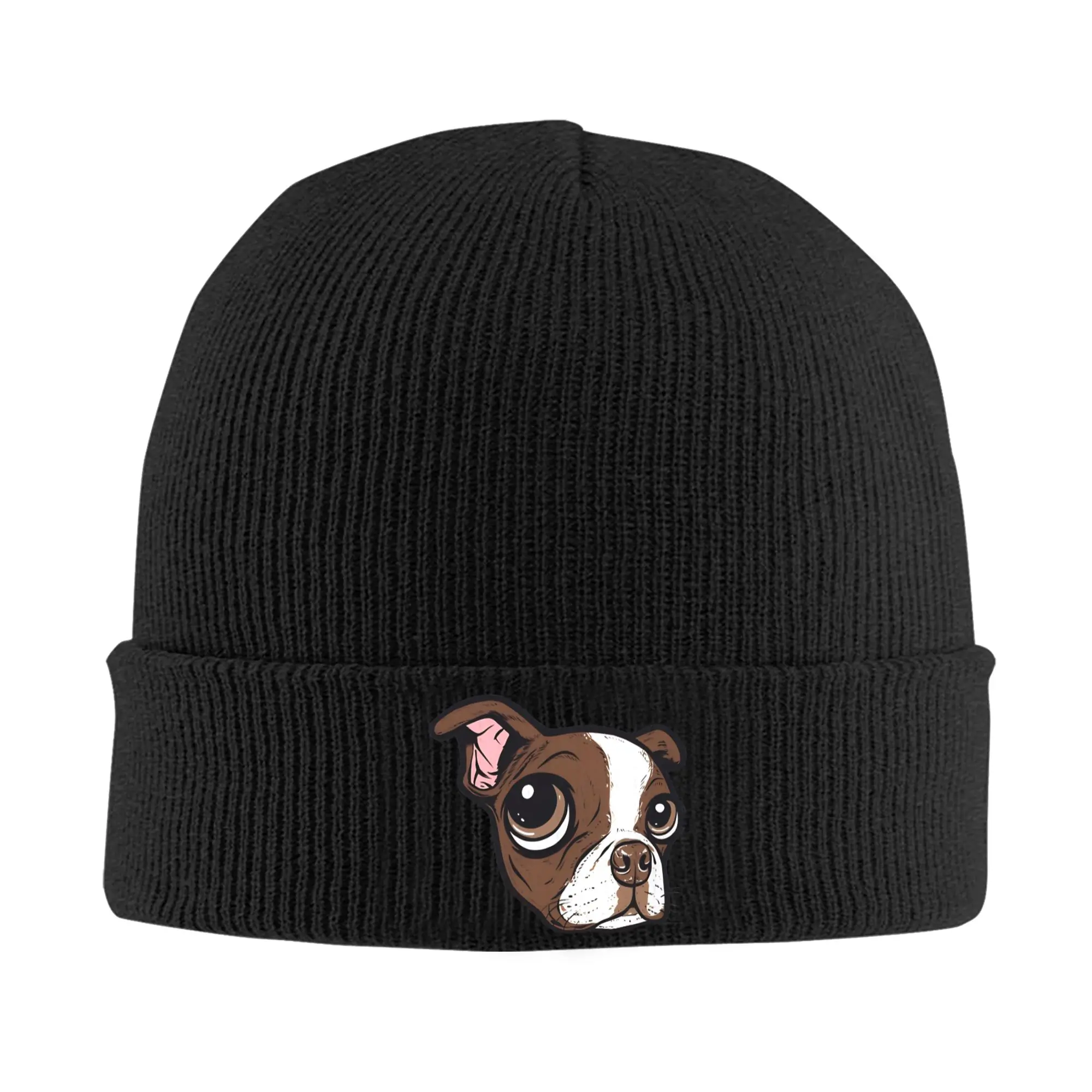 Brown Boston Terrier Beanie Hats  Bonnet Hats Men Women Casual Kpop Knitted Hat Winter Graphic Thermal Elastic Caps