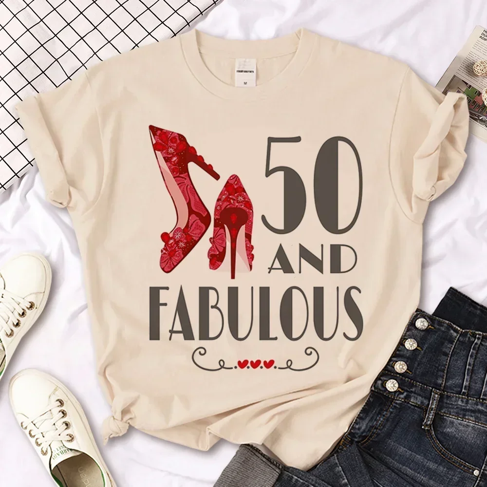 

50 Ans 50th Years Birthday T-shirts Women Y2K Manga T Shirt Girl 2000s Y2k Funny Clothing Women Clothing