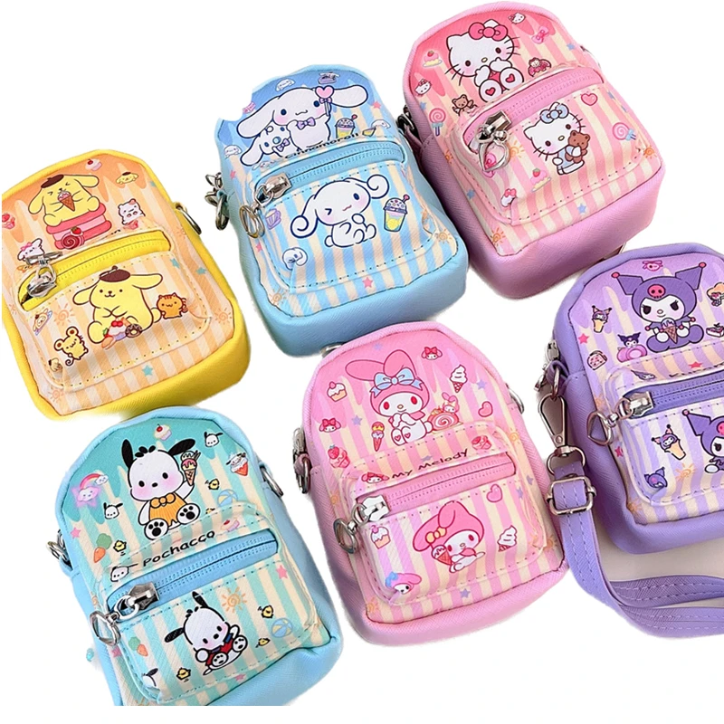 Sanrio PU Kleine Kawaii Leuke Diagonale Sleutelhanger Kleine Portemonnee Kinderen Volwassen Uitje Munt Koptelefoon Kuromi Damestas