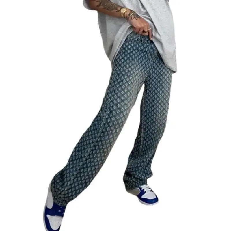 

Blue Ripped Jeans For Women Spring Fashion High Waist Wide Leg Pants Teen Girls Casual Baggy Jeans